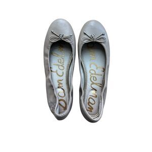 Sam Edelman Womens Beige Felicia Leather Round Toe Slip On Ballet Flats Size 10M